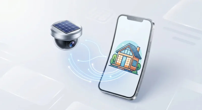 遠方でもできる完全非対面IoT防犯マニュアル – 空家ベース スマートフォンで空き家を遠隔監視するIoT防犯のイメージ